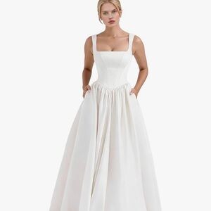 Satin Pleated Wedding Dress Size 6